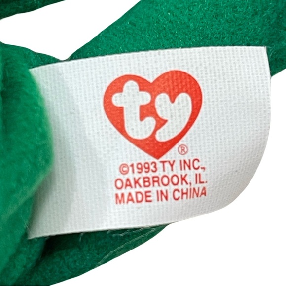 Ty Teenie Beanie Babies Green Shamrock Teddy Bear “Erin” RARE 1993 - Picture 4 of 5